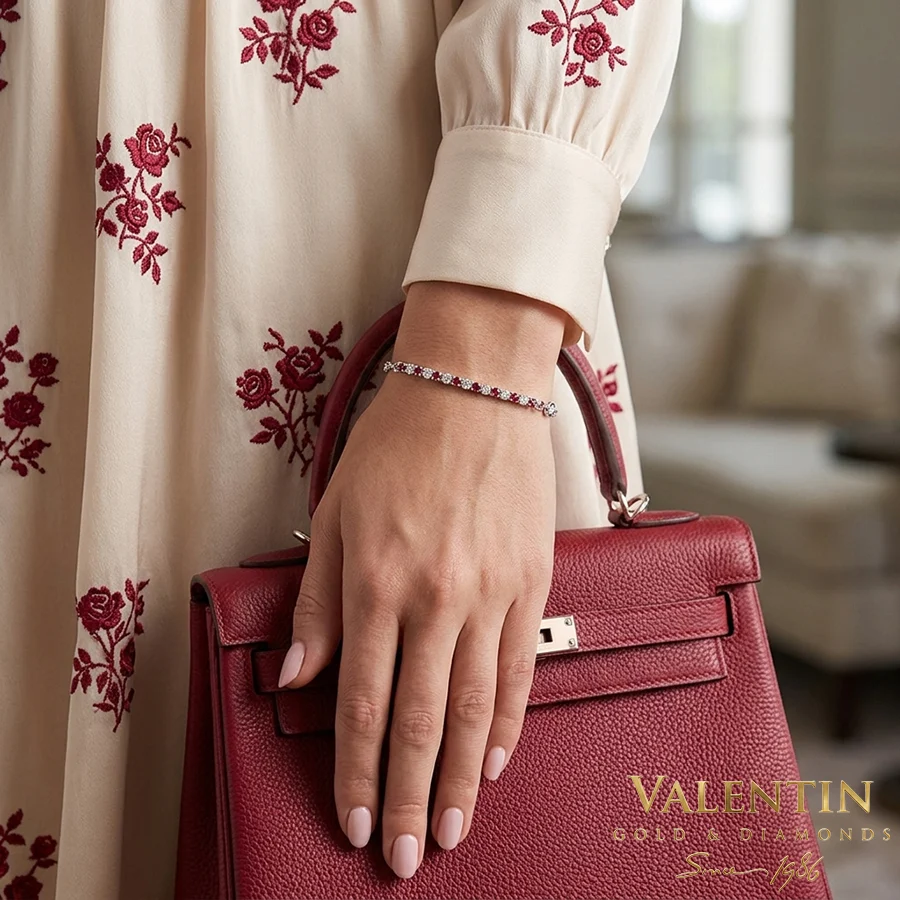 Women's Gold Bracelet with Coloured Gemstones 8335