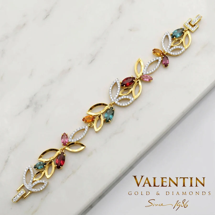 Дамска Златна Гривна Marquise Tourmaline 8236 3