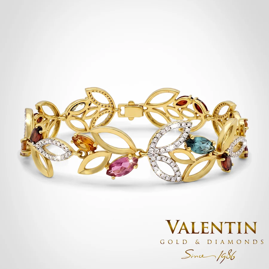 Дамска Златна Гривна Marquise Tourmaline 8236